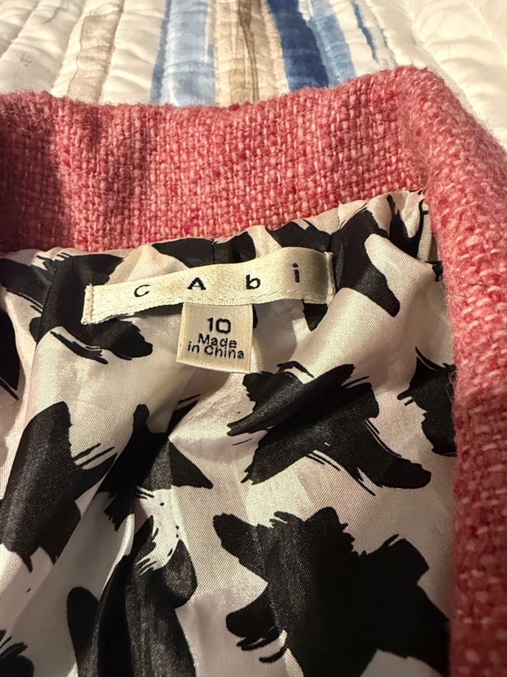 CAbi Coral-Pink Double-Breasted Tweed Pea Coat - Picture 2 of 5